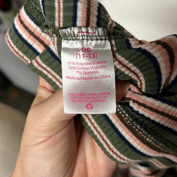 No Boundaries Mini Skirt Stretch Striped Juniors Size L 11 13 Green Pink - Picture 6 of 6